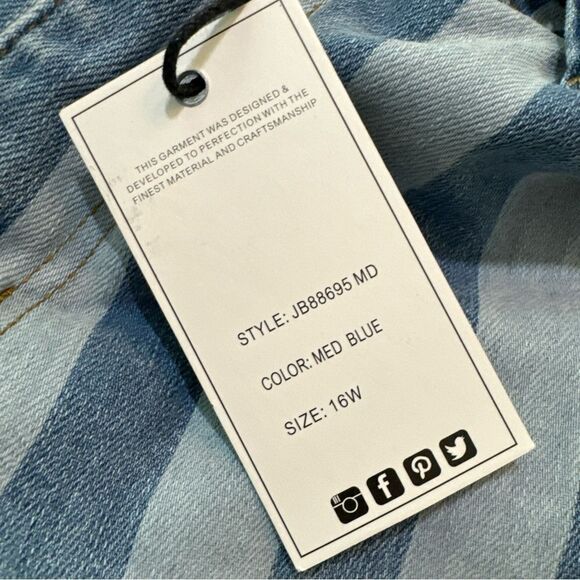 New Judy Blue High Rise Medium Wash Stars And Stripes Flare Jeans Size 16W - Picture 5 of 14